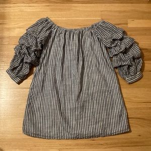American Eagle Striped Ruffle Sleeve Dress